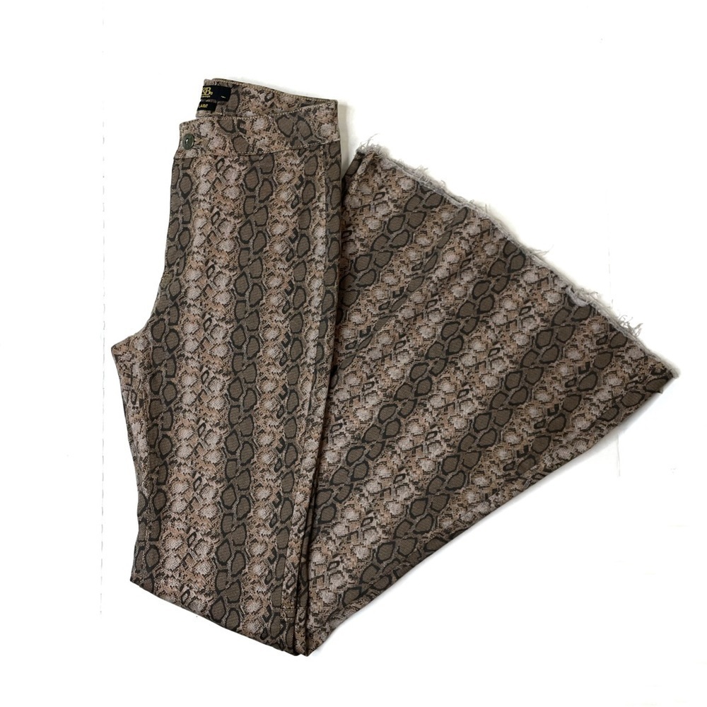 L&B Brown Python Snake Reptile Print Raw Hem West… - image 2